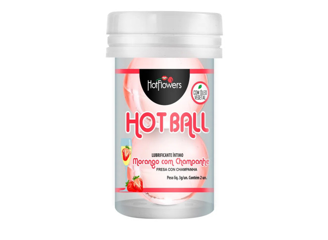 HOT BALL BEIJA MUITO HOT FLOWERS MORANGO COM CHAMPAGNE